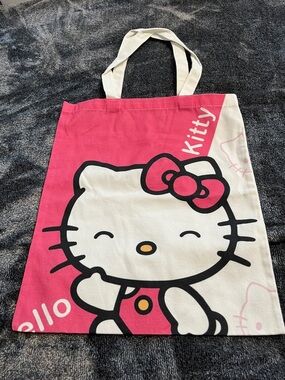 Hello Kitty Pink & White Graphic Canvas Tote Bag